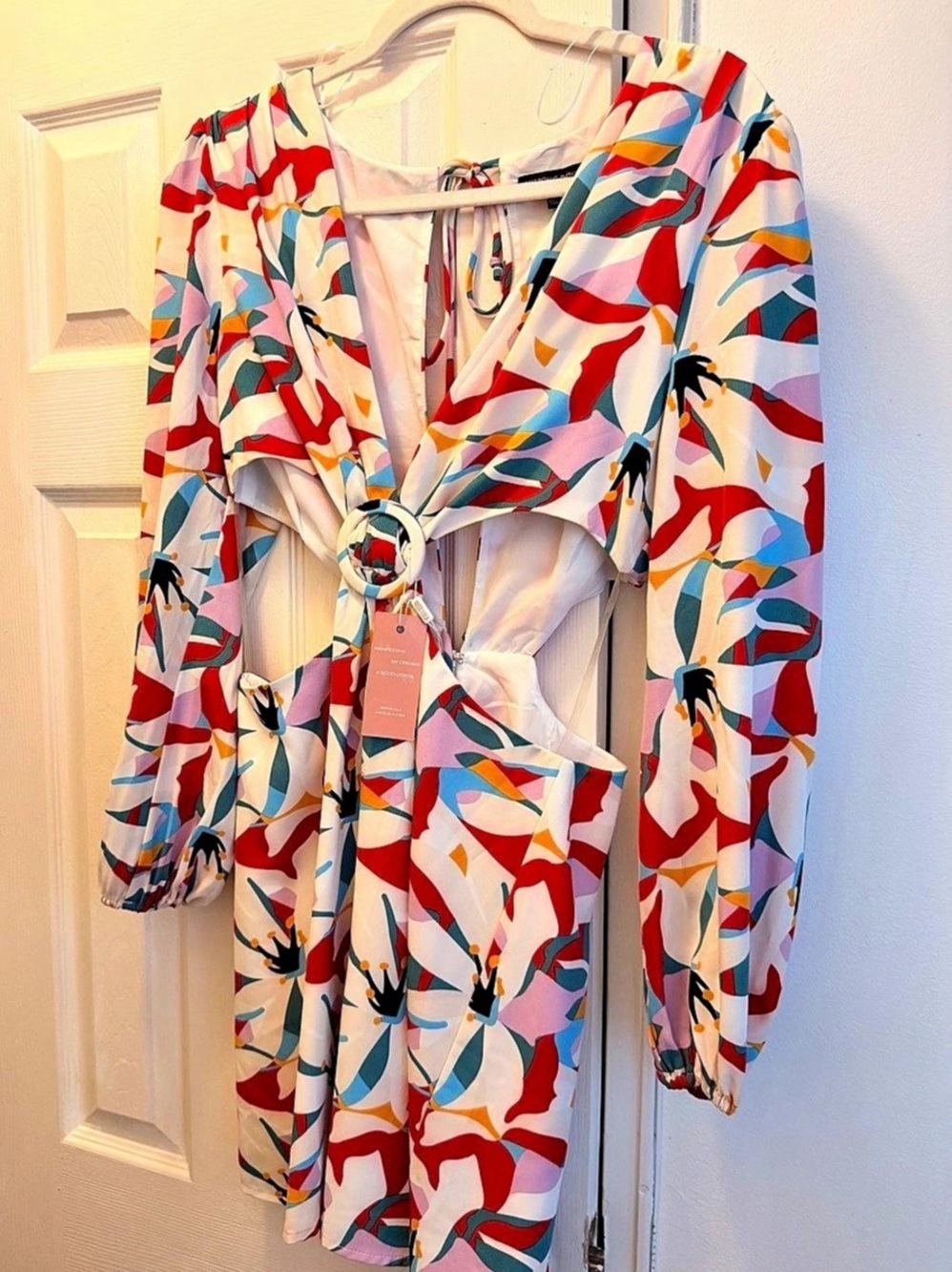 Hello Molly Shimmering Horizon Cutout Long Sleeve Maxi Dress Multi